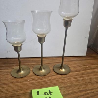 Sale Photo Thumbnail #12: Set of 3 candlesticks with glass cups