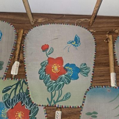Sale Photo Thumbnail #53: Oriental silk paddle fans