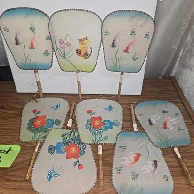 Sale Photo Thumbnail #50: Oriental silk paddle fans