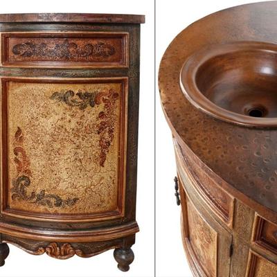 Sale Photo Thumbnail #33: Brand new in box 48” single bathroom vanity with marble top and in brown finish. Sink and cabinet handles included. Plumbing and faucet is not included.

From manufacturer;

The Vogelsang Top Vanity is a 48" wide single bowl vanity. The vanity is beauti