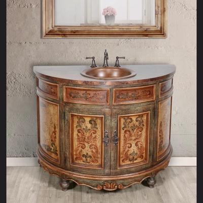 Sale Photo Thumbnail #28: Brand new in box 48” single bathroom vanity with marble top and in brown finish. Sink and cabinet handles included. Plumbing and faucet is not included.

From manufacturer;

The Vogelsang Top Vanity is a 48" wide single bowl vanity. The vanity is beauti