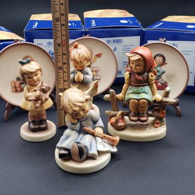 LOT 403: Assortment of Hummel Figurines and Mini Collector Plates with Original Boxes; First Issue; Goebel Germany