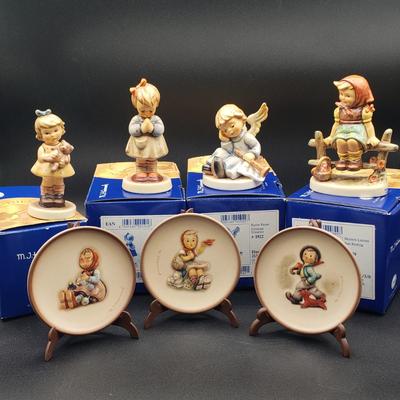 LOT 403: Assortment of Hummel Figurines and Mini Collector Plates with Original Boxes; First Issue; Goebel Germany