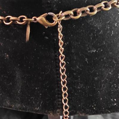 Vintage Bohemian Wood & Glass Beaded Statement Necklace - Earth Tone Dangles on Gold Chain