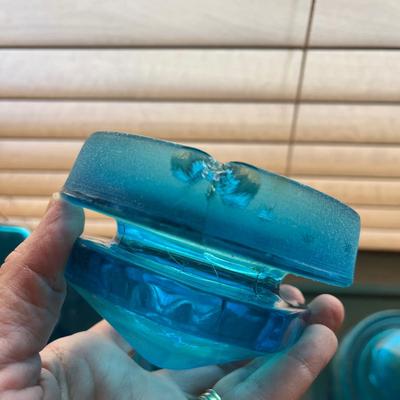 Vintage 10 Paneled Blue Glass Canisters (B1-BC)