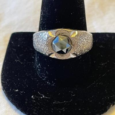 MENS STERLING RING WITH BLACK STONE