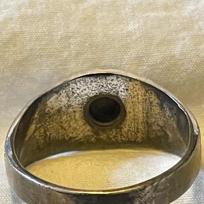 MENS STERLING RING WITH BLACK STONE