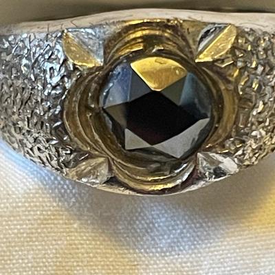 MENS STERLING RING WITH BLACK STONE