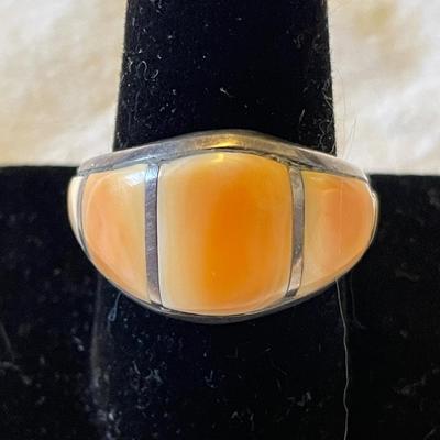 MENS STERLING CORAL RING