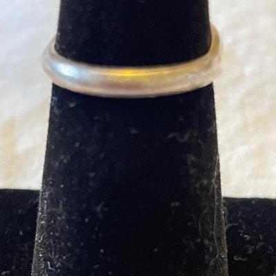 LADIES STERLING RING WITH ORANGE SPINY STONE AND AN ENAMELED BAND