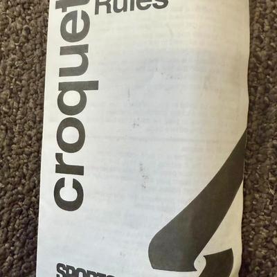 Sale Photo Thumbnail #418: Made by Sportcraft, in near-new condition. 4 mallets, 4 balls, and a set of white wire wickets in a zippered storage case.