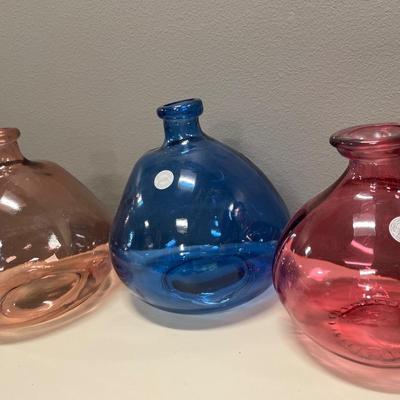3 vidrios San Miguel made in Spain vases