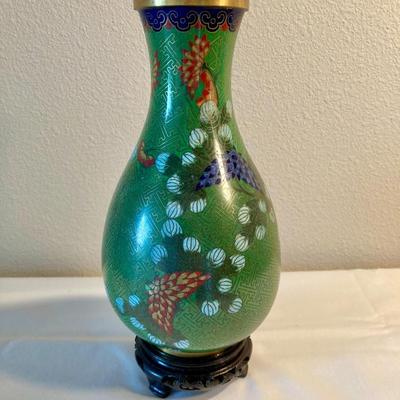 Sale Photo Thumbnail #502: Beautiful Green Cloisonne Vase