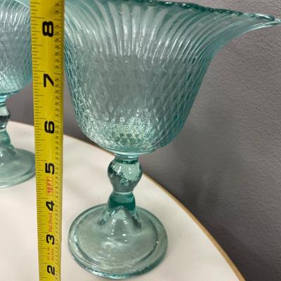 Aqua blue pedestal bowls