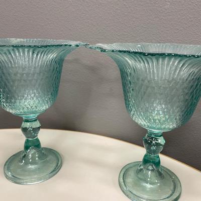 Aqua blue pedestal bowls