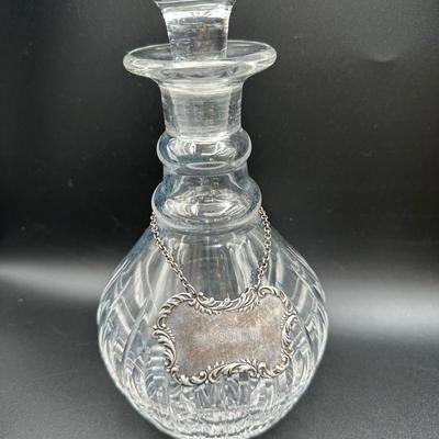 Crystal Decanter with Sterling Silver “Scotch” Tag