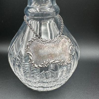Crystal Decanter with Sterling Silver “Scotch” Tag