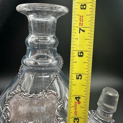 Crystal Decanter with Sterling Silver “Scotch” Tag