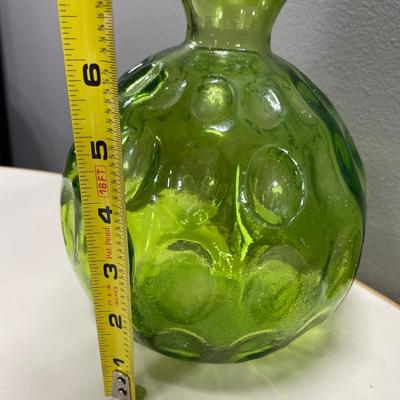 Green thumbprint glass vase