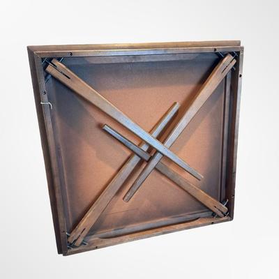 Mid-Century Folding Card Table with Wood Legs