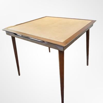Mid-Century Folding Card Table with Wood Legs