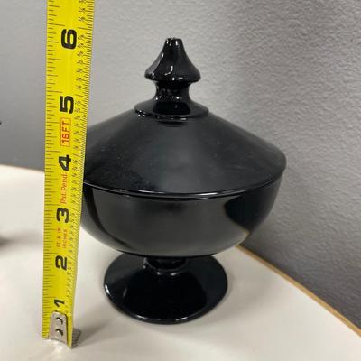 Black candy dish and Japanese teapot