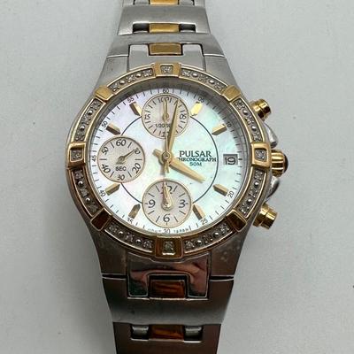 Lot of 3 Pulsar Wristwatches – Chronographs & Solar Titanium