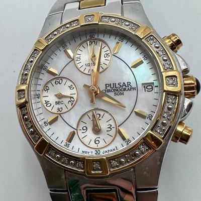 Lot of 3 Pulsar Wristwatches – Chronographs & Solar Titanium