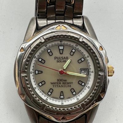 Lot of 3 Pulsar Wristwatches – Chronographs & Solar Titanium