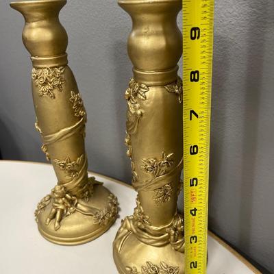 2 tall Engel Leuchter gold candle sticks