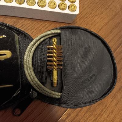 FULL BOX OF WINCHESTER 380 AUTO, SHOT SHELLS AND ORVIS SHOTGUN CLEANER