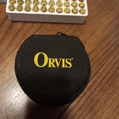 FULL BOX OF WINCHESTER 380 AUTO, SHOT SHELLS AND ORVIS SHOTGUN CLEANER