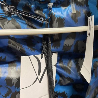 Blue leopard puffer vest by Diane Von Furstenberg