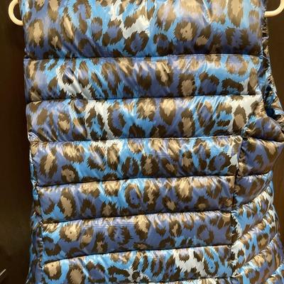 Blue leopard puffer vest by Diane Von Furstenberg