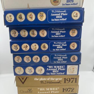 Collection of M.I. Hummel Annual Plates with Boxes – 1971–1979