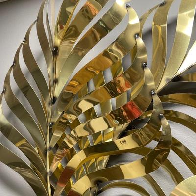 Incredible C Jere 1991 signed palm leaf sculpture in brass