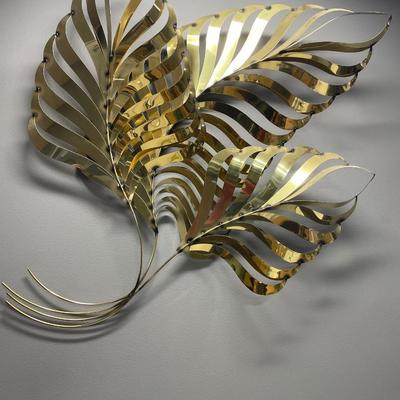 Incredible C Jere 1991 signed palm leaf sculpture in brass