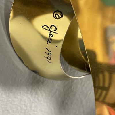 Incredible C Jere 1991 signed palm leaf sculpture in brass