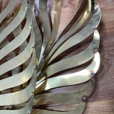 Incredible C Jere 1991 signed palm leaf sculpture in brass