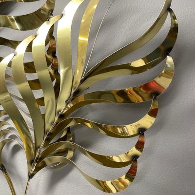 Incredible C Jere 1991 signed palm leaf sculpture in brass