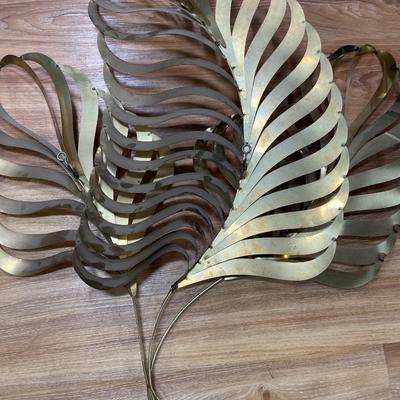 Incredible C Jere 1991 signed palm leaf sculpture in brass