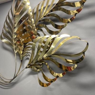 Incredible C Jere 1991 signed palm leaf sculpture in brass
