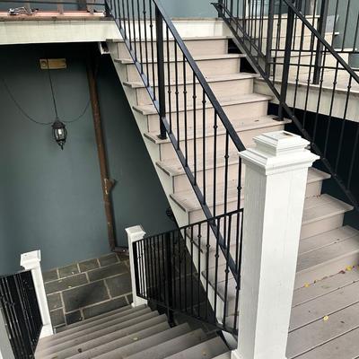 Pair of Cast Aluminum Outdoor Chairs (4) & End Table