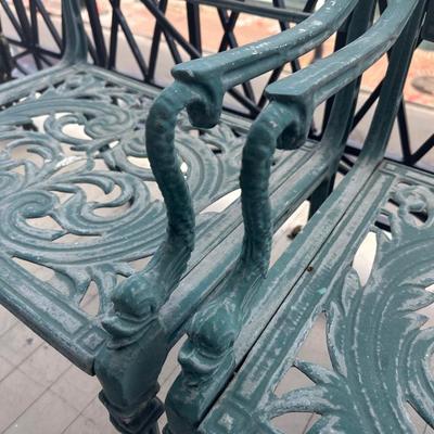 Pair of Cast Aluminum Outdoor Chairs (4) & End Table