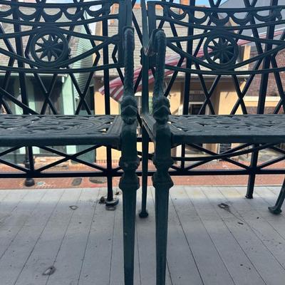 Pair of Cast Aluminum Outdoor Chairs (4) & End Table