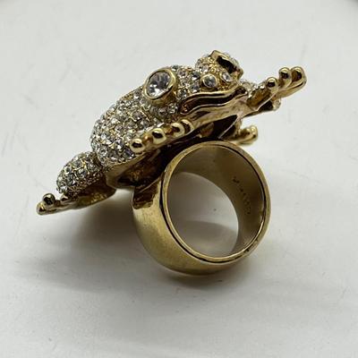 LOT 422: Gold Toned Jewelry Collection Including Awesome Frog Cocktail Ring and more