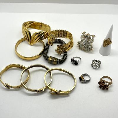 LOT 422: Gold Toned Jewelry Collection Including Awesome Frog Cocktail Ring and more