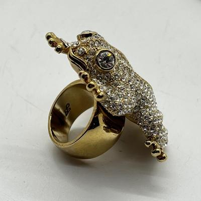 LOT 422: Gold Toned Jewelry Collection Including Awesome Frog Cocktail Ring and more
