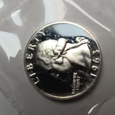 TWO 1963 UNC SILVER WASHINGTON QUARTERS