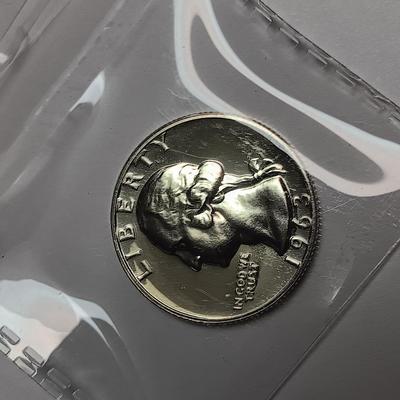 TWO 1963 UNC SILVER WASHINGTON QUARTERS